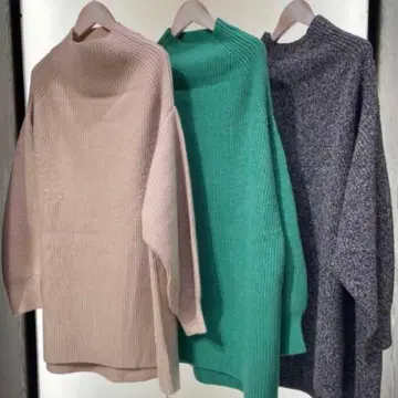 루즈 니트 풀오버 미니 원피스