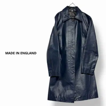 잉글랜드제 소가죽 코트 가죽 코트 롱 코트 빈티지 가죽 코트