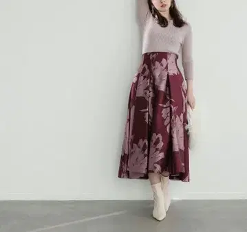 플라워 프린트 롱 스커트