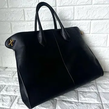 ROPE 사이드 메탈 빅 토트 블랙 가죽 백 대용량 천연 가죽 A4 가능