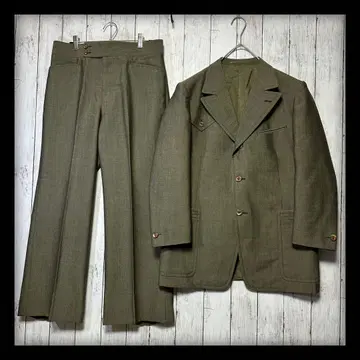[ 빈티지 수트 셋업 ] 카키 그린 영국 원단 울 M