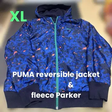 PUMA 컬러풀 패턴 나일론 플리스 자켓 리버서블 후드티