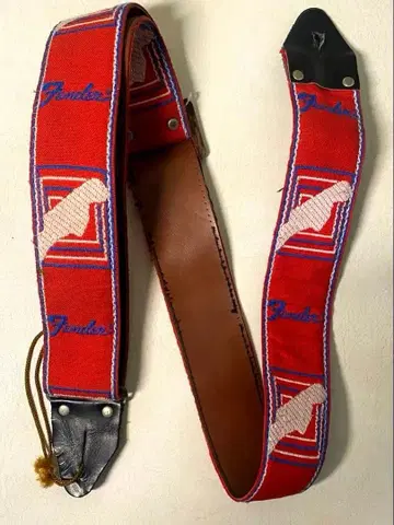 Fender 기타 스트랩 로고 레드 70s 빈티지