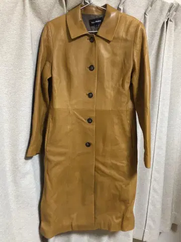 Yasu Westin 천연 가죽 라무 카멜 가죽 코트 롱 코트