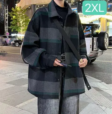 남성용 오버 셔츠 자켓 체크 무늬 아우터 점퍼