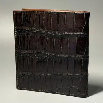 HIROAN 히로안 크로커다일 2단 지갑 브라운 악어 지폐 수납