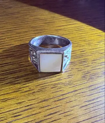 실버 925 스퀘어형 화이트 스톤 반지 13호