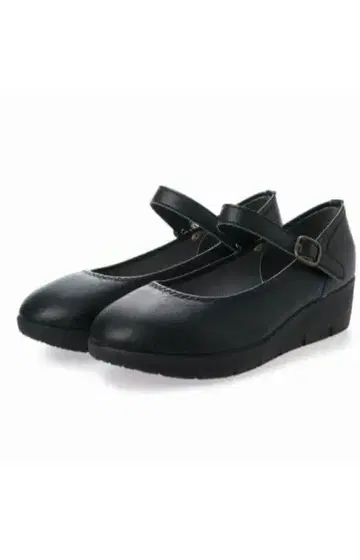 블랙 웨지 펌프스 스트랩 포함