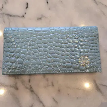 황거 장지갑 소가죽 악어 무늬 민트색