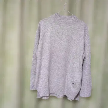 미사용 크로커다일, 그레이 니트 스웨터 긴팔 하이넥