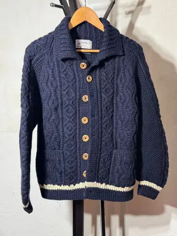 별주 스코틀랜드제 INVERALLAN 네이비 리브 라인 가디건