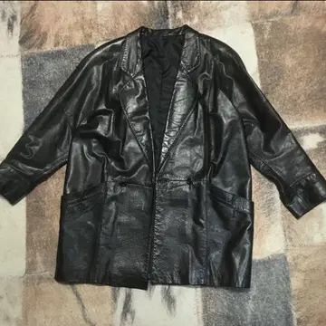 빈티지 소가죽 가죽 코트 더블 카 코트 F 블랙