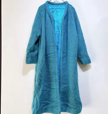 터콰이즈 니트 가디건 안감 부착 프론트 오픈 겉옷 아우터