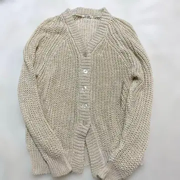 LOUNIE 코튼 100% V넥 니트 가디건 새상품급 아이보리