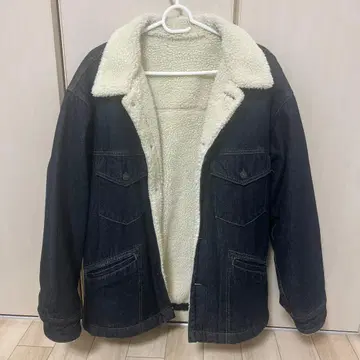 다크 블루 데님 자켓 쉘 카라 부착