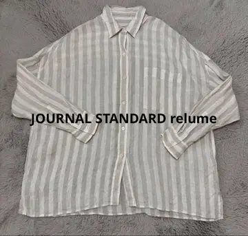 저널 스탠다드 리룸 린넨 스트라이프 셔츠 긴팔 셔츠 그레이