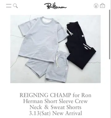 [ RonHerman x REIGNING CHAMP ] 반팔 맨투맨