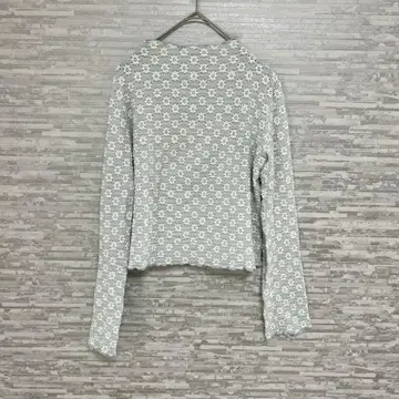 플라워 레이스 긴팔 티셔츠 페미닌 스타일 블루 화이트 M 상당