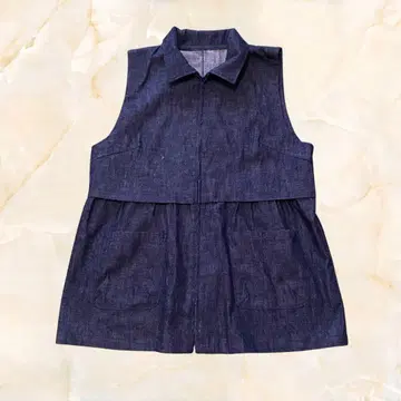 데님 베스트 슬리브리스 튜닉 면 100%