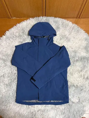 네이비 후드 부착 마운틴 후드티 아우터 더블 지퍼