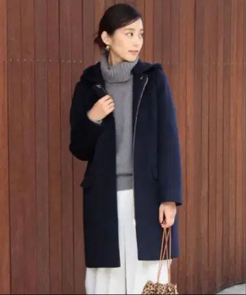 애로우즈 2way 후드 부착 노카라 코트 BEAUTY&YOUTH 네이비