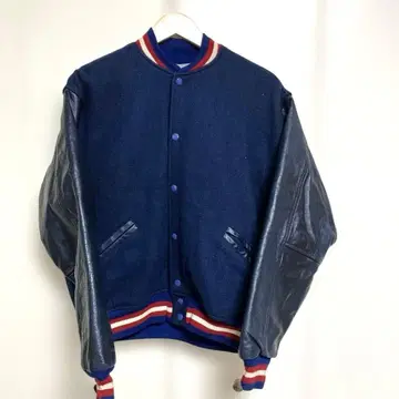 NHL 뉴욕 레인저스 가죽 소매 바시티 자켓 L 사이즈