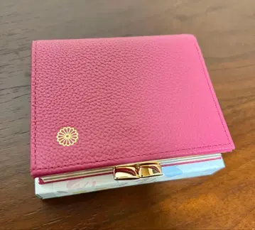 황거 지갑 가마구치 이단 접이 로즈 핑크