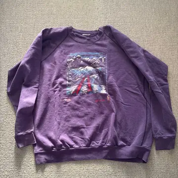 구제 트레이닝복 산과 스키판 보라색