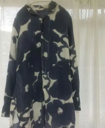 45r 히코리 보자기 프린트 롱 셔츠