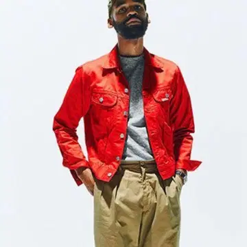 Kaptain Sunshine 빨간색 데님 자켓