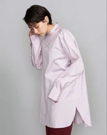 BEAUTY&YOUTH 코튼 스트라이프 밴드 카라 셔츠