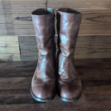 Ringhio 브라운 가죽 지퍼 부츠