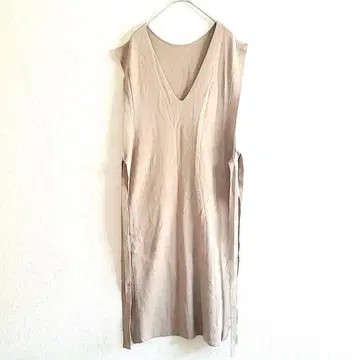 로리즈팜 베스트 원피스 면 혼방 베이지 F 사이드 리본 민소매