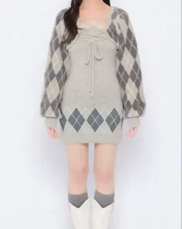 bubbles 2025aw 아가일 타이트 원피스