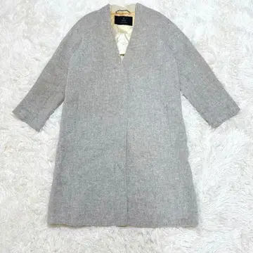 INED 여성용 롱 코트 L 울 그레이 플랑드르 심플