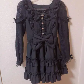 LIZLISA 티아라 리본 티어드 원피스 블랙