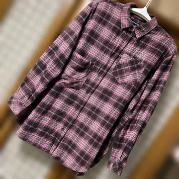 돼지 씨 사이즈 F 긴팔 셔츠 체크 무늬 넉넉한 새상품급