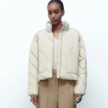 ZARA 워터 윈드 프로텍션 다이애그널 퍼프 자켓