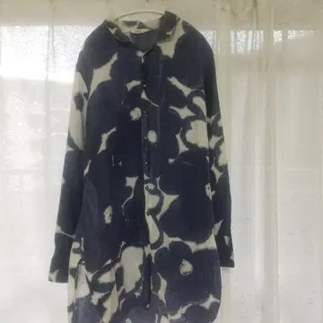 45r 히코리 보자기 프린트 롱 셔츠