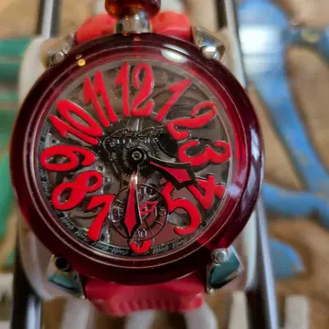 정크제품 가가밀라노 스켈레톤 레드 수동 와인딩 시계
