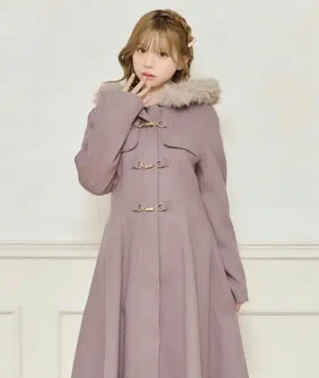 [새상품] apres jour 페이크 퍼 더플 코트 핑크 베이지