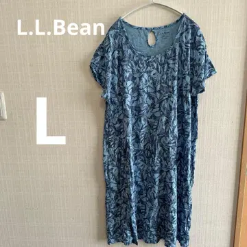L.L.Bean 엘엘빈 원피스 L 꽃무늬 텐셀 혼방 올 패턴 블루