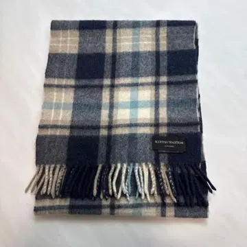 새상품급 SCOTTISH TRADITION 네이비 체크 무늬 머플러