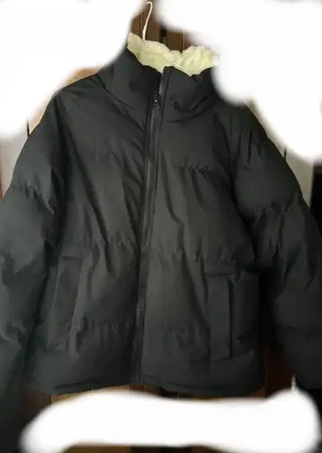 플리스 안감 블랙 다운 자켓