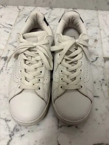 VANS 가죽 스니커즈 화이트 x 네이비 26cm US8 화이트 반스