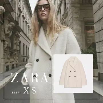 ZARA 부클레 더블 브레스트 코트 XS 새상품