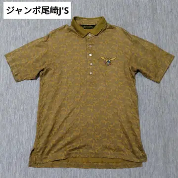 점보 오자키 골프 기하학 패턴 카키 반팔 피케 셔츠 M