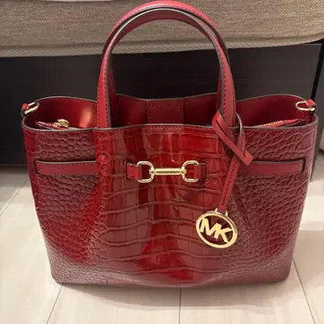MK 레드 크로커다일풍 토트백