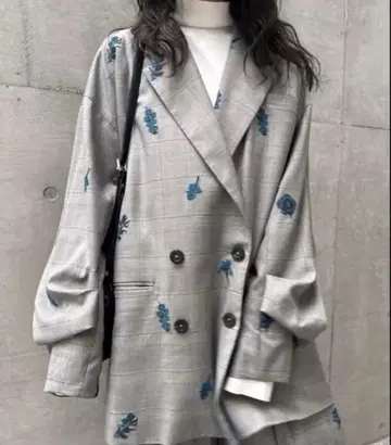 체크 플라워 파파 재킷