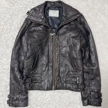 Y2K archive 램 가죽 자켓 펑크 그런지 기믹 짧은 기장